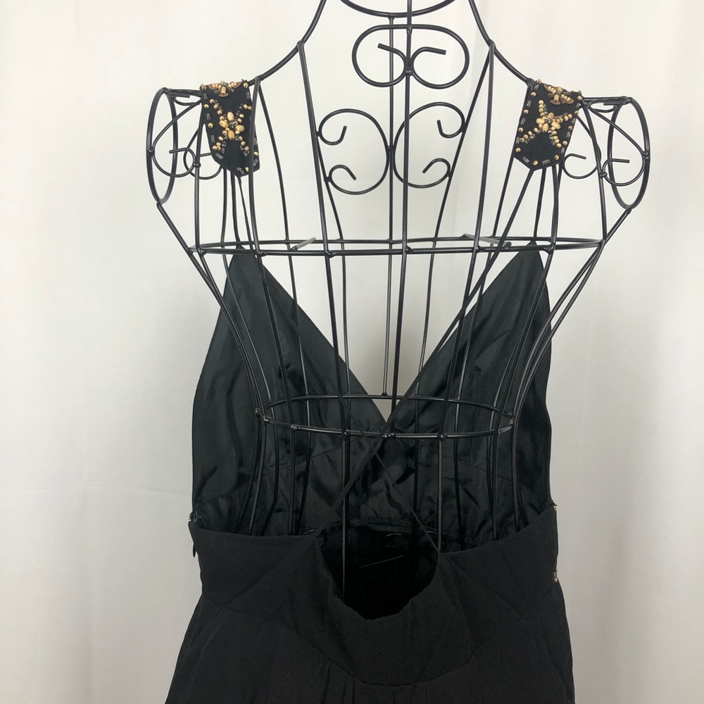 Lapis silk beaded sheer fully lined LBD M - Picture 6 of 7